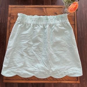 Lauren James White & Green Checkered Scalloped Mini Skirt - L